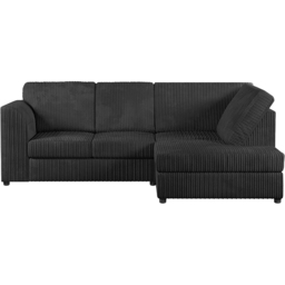 Luxor 4 Seater Black Jumbo Cord Full Back Right Hand L Shape Corner Sofa - Wilko - thumbnail 3