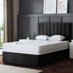 DS Living Amelia Small Double Black Upholstered Panel Divan Bed with 2 Drawer - Wilko - thumbnail 1