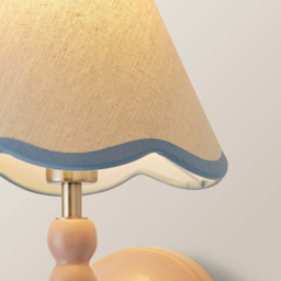 ValueLights Blue Trim Scallop Shade Pink Bobbin LED Wall Light with Bulb 2 Pack - Size: 32 x 19 x 20cm - Wilko - thumbnail 6
