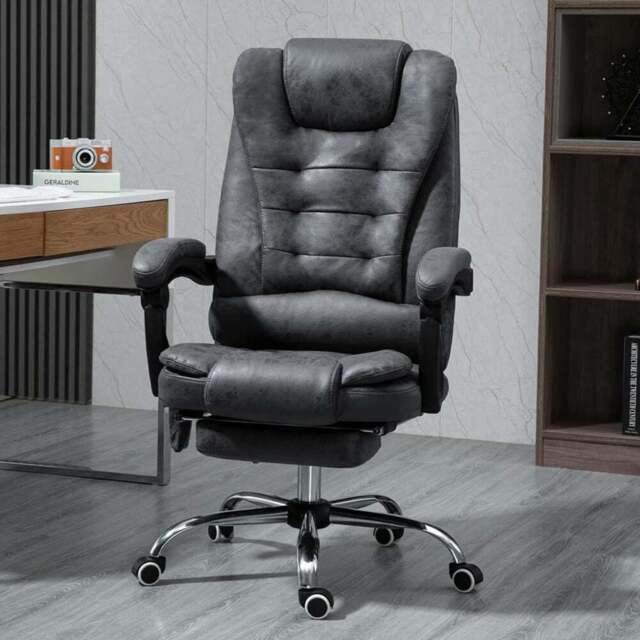 Portland Dark Grey Swivel Vibration Massage Office Chair - Size: 65 x 70 x 119cm - Wilko - image 1