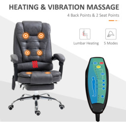 Portland Dark Grey Swivel Vibration Massage Office Chair - Size: 65 x 70 x 119cm - Wilko - thumbnail 4