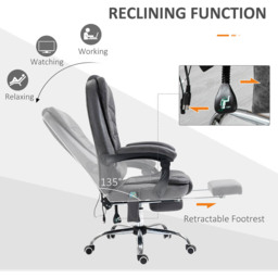 Portland Dark Grey Swivel Vibration Massage Office Chair - Size: 65 x 70 x 119cm - Wilko - thumbnail 5