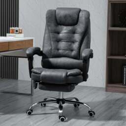 Portland Dark Grey Swivel Vibration Massage Office Chair - Size: 65 x 70 x 119cm - Wilko