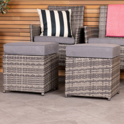 Charles Bentley Grey Rattan Foot Stool Set of 2 - Size: 45cm - Wilko - thumbnail 1