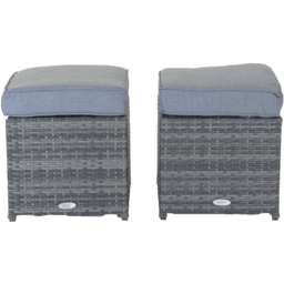 Charles Bentley Grey Rattan Foot Stool Set of 2 - Size: 45cm - Wilko - thumbnail 4
