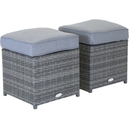 Charles Bentley Grey Rattan Foot Stool Set of 2 - Size: 45cm - Wilko - thumbnail 3