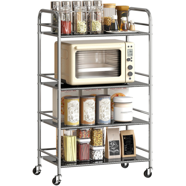 Portland 4 Tier Silver Kitchen Trolley - Size: 10.5 x 41 x 103cm - Wilko - image 1