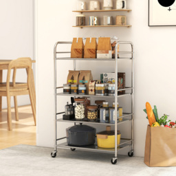 Portland 4 Tier Silver Kitchen Trolley - Size: 10.5 x 41 x 103cm - Wilko - thumbnail 3