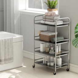 Portland 4 Tier Silver Kitchen Trolley - Size: 10.5 x 41 x 103cm - Wilko - thumbnail 4