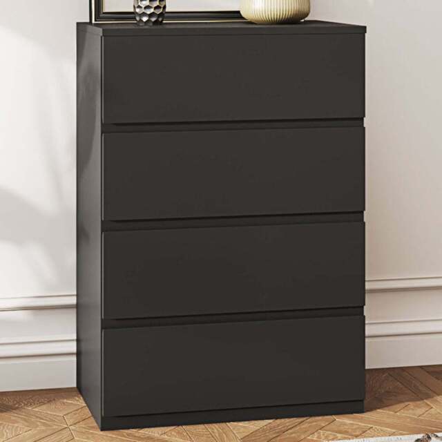 Portland 4 Drawer Black Chest of Drawers - Wilko - image 1