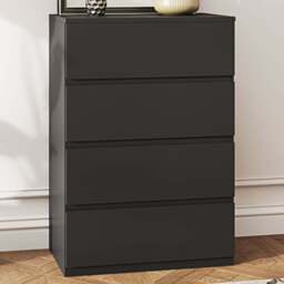 Portland 4 Drawer Black Chest of Drawers - Wilko