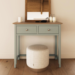 FWStyle Taberno 2 Drawer Sage Green and Oak Dressing Table - Size: 76 x 85 x 30cm - Wilko - thumbnail 7