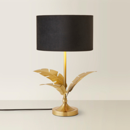 ValueLights Christina Black Velvet and Gold Palm Leaf Table Lamp with Bulb - Size: 47.5 x 29 x 29cm - Wilko - thumbnail 6