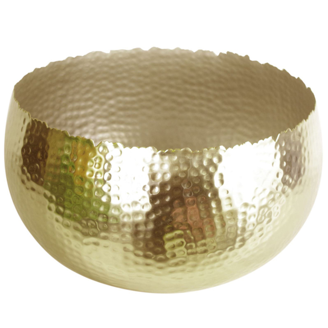 Leaf Hammered Gold Metal Bowl Planter 32 x 20cm - Size: 20 x 30 x 30cm - Wilko - image 1