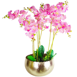 Leaf Hammered Gold Metal Bowl Planter 32 x 20cm - Size: 20 x 30 x 30cm - Wilko - thumbnail 3