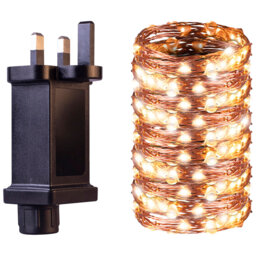St Helens Plug In Copper Wire Lights 20m - White - Wilko - thumbnail 3