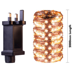 St Helens Plug In Copper Wire Lights 20m - White - Wilko - thumbnail 6