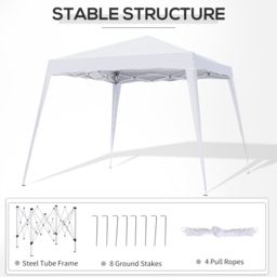 Outsunny 2.5 x 2.5m White Awning Marquee Pop Up Gazebo Tent - Size: 250 x 240 x 240cm - Wilko - thumbnail 4
