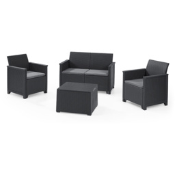 Keter Emma 4 Seater Graphite Garden Furniture Set - Black - Wilko - thumbnail 3