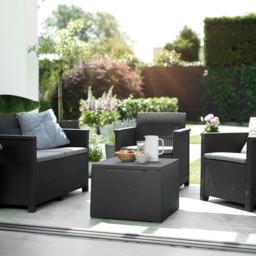 Keter Emma 4 Seater Graphite Garden Furniture Set - Black - Wilko - thumbnail 5