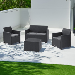 Keter Emma 4 Seater Graphite Garden Furniture Set - Black - Wilko - thumbnail 1