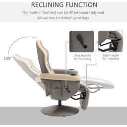Portland Grey PU Leather Swivel Manual Recliner Chair - Size: Single - Wilko - thumbnail 6