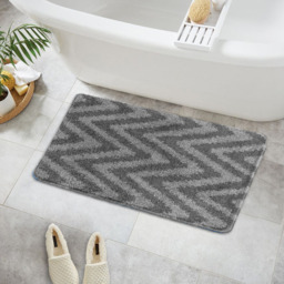 Velosso Chevron Stripe Grey Bath Mat Set - Silver - Wilko - thumbnail 7