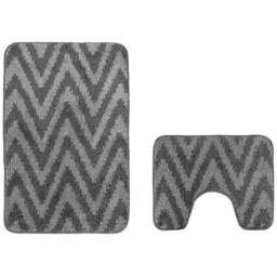 Velosso Chevron Stripe Grey Bath Mat Set - Silver - Wilko - thumbnail 4