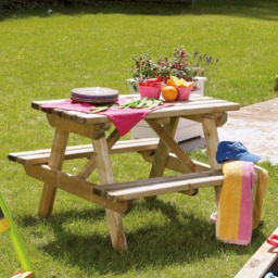 Soulet Kids 4 Seater Wooden Picnic Table - Tan - Wilko - thumbnail 1