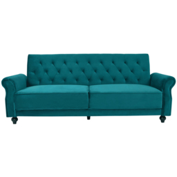 Furniture One 3 Seater Green Velvet Sofa Bed - Wilko - thumbnail 4
