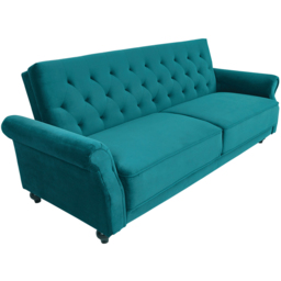Furniture One 3 Seater Green Velvet Sofa Bed - Wilko - thumbnail 3