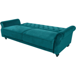 Furniture One 3 Seater Green Velvet Sofa Bed - Wilko - thumbnail 5