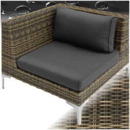 tectake Villanova Rattan Right Corner Garden Chair with Cushion - Size: 72 x 89 x 89cm - Grey - Wilko - thumbnail 3