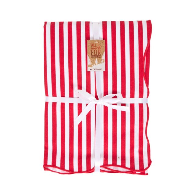 Stripe Scallop Edge Tablecloth Red - All I Want For Christmas - Wilko - image 1
