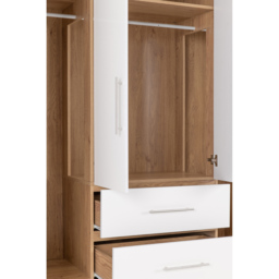 Seconique Seville 4 Door 2 Drawer White Gloss Light Oak Effect Veneer Wardrobe - Size: 4 Door, 2 Drawer - Wilko - thumbnail 6