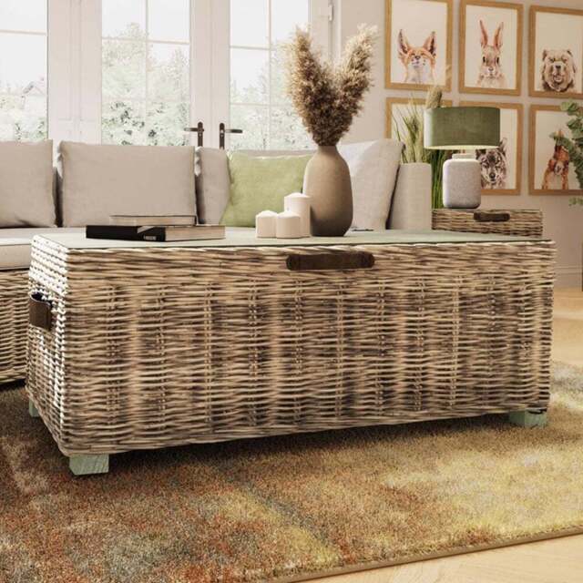 FWStyle Maya Light lime Wash Handmade Lift Up Storage Coffee Table - Size: 49 x 129 x 70cm - Grey - Wilko - image 1