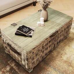 FWStyle Maya Light lime Wash Handmade Lift Up Storage Coffee Table - Size: 49 x 129 x 70cm - Grey - Wilko - thumbnail 7