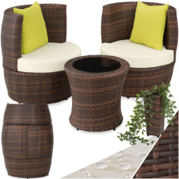 tectake Nizza 2 Seater Rattan Garden Bistro Set with Vase Black and Brown - Wilko - thumbnail 3