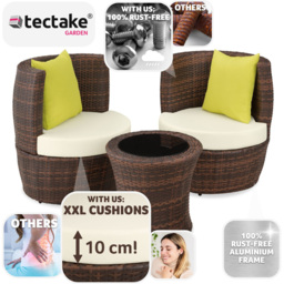 tectake Nizza 2 Seater Rattan Garden Bistro Set with Vase Black and Brown - Wilko - thumbnail 4