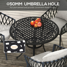 Outsunny Round Garden Dining Table with Parasol Hole Black - Size: 2 Seater - Wilko - thumbnail 6