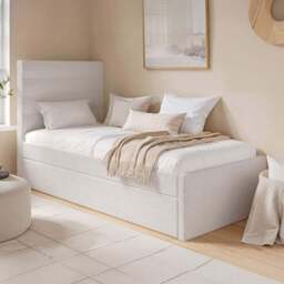 Flair Ari Single Beige Boucle Bed with Trundle - Cream - Wilko - thumbnail 1