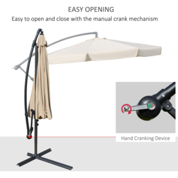Outsunny Light Brown Cantilever Parasol with Cross Base 2.7m - Size: 3m - Wilko - thumbnail 5