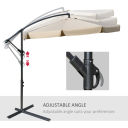 Outsunny Light Brown Cantilever Parasol with Cross Base 2.7m - Size: 3m - Wilko - thumbnail 6