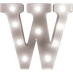 St Helens Battery Operated 3D LED Letter W Light - Size: 14 x 3 x 22cm - White - Wilko