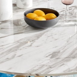 Furniturebox Arona Cesano Marble Effect 6 Seater Dining Set White Chrome and Grey - Wilko - thumbnail 6