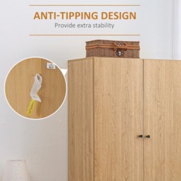 Portland 2 Door 2 Drawer Natural Wardrobe - Size: 2 Door, 2 Drawer - Brown - Wilko - thumbnail 7