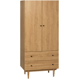 Portland 2 Door 2 Drawer Natural Wardrobe - Size: 2 Door, 2 Drawer - Brown - Wilko - thumbnail 3