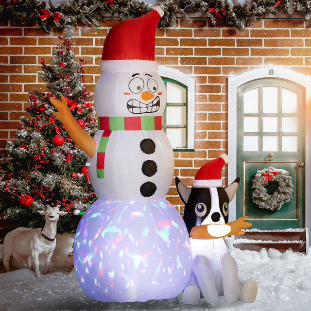 Everglow LED Inflatable Snowman with Dog Christmas Decoration 6.2ft - Size: 188 x 70 x 139cm - White - Wilko - image 1
