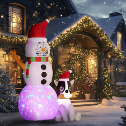 Everglow LED Inflatable Snowman with Dog Christmas Decoration 6.2ft - Size: 188 x 70 x 139cm - White - Wilko - thumbnail 5
