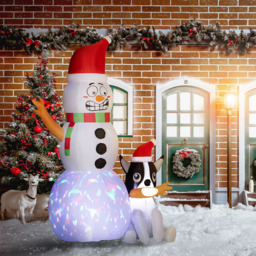 Everglow LED Inflatable Snowman with Dog Christmas Decoration 6.2ft - Size: 188 x 70 x 139cm - White - Wilko - thumbnail 4